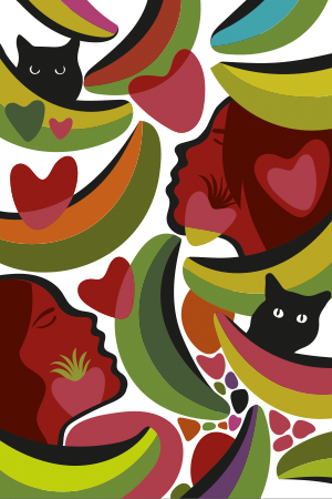 Ilustración de "Amor escondido", por Esteban Garcés, para la serie de cocina ecuatoriana "Allimicuna", escrita por Julio Pazos Barrera. Revista Ecuador Terra Incognita.