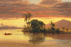 Paisaje del río Guayas en 1857, pocos años después de la epidemia de fiebre amarilla, facilitada por la abundancia de humedales donde los mosquitos podían reproducirse. Su autor, Louis Rémy Mignot, fue un pintor estadounidense que viajó a Ecuador junto con Frederic Church.