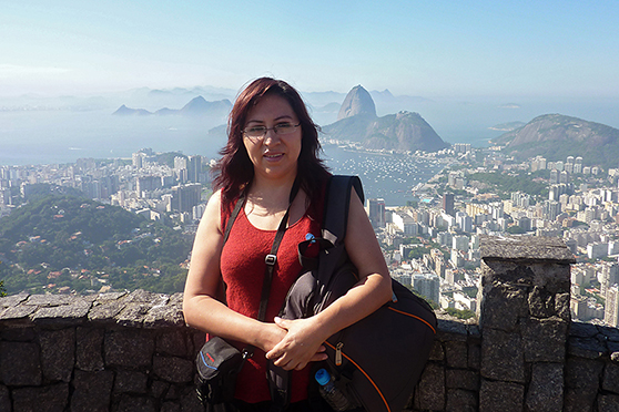 Gloria Chicaiza, activista antiminera, en Río de Janeiro, Brasil. Foto: Cortesía Acción Ecológica